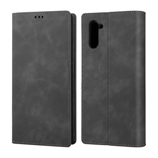 Leather Flip Cover with Internal Pocket For Samsung Galaxy Note 10 Black